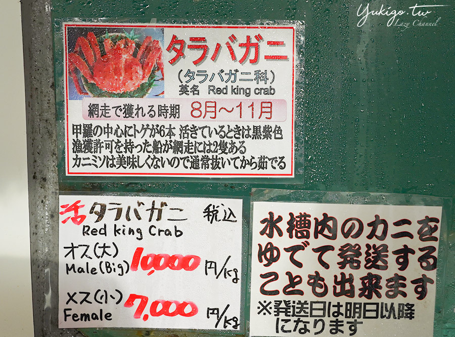 【網走】買帝王蟹推薦「渡邊水產」，漁夫直營活蟹水產店 @Yuki&#039;s Lazy Channel