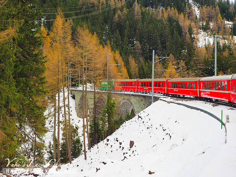 [瑞士] 伯連納列車Bernina Express：世界遺產鐵道，從金黃秋天駛入絕美雪白冬季 @Yuki&#039;s Lazy Channel